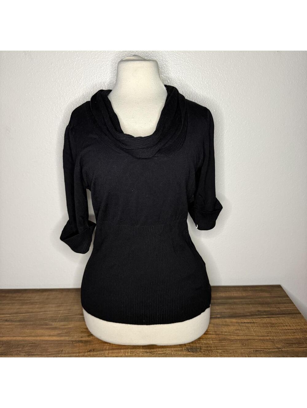 Allison Brittney Black Cowl Neck 3/4 Sleeve Blouse Size XL